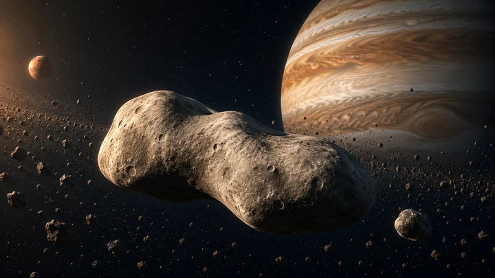 Ilustrace k článku: Poprvé v historii: astronomové našli ‚tříhlavý' asteroid se skrytým měsícem