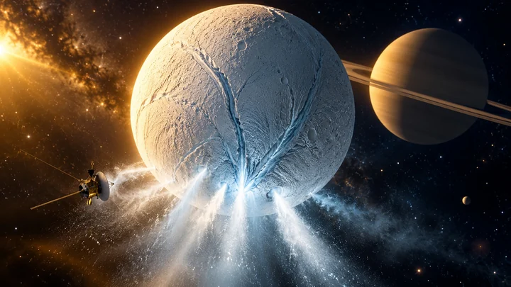Ilustrace k článku: Enceladus: oceán pod ledem nám může posílat stopy života