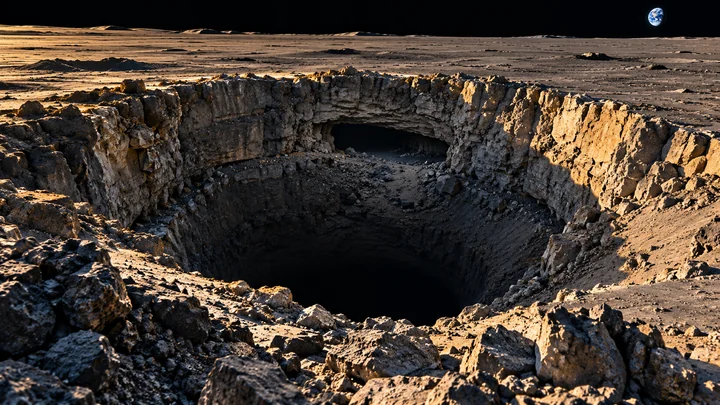 Ilustrace k článku: Na Měsíci našli jeskyni. Může jednou ukrýt astronauty?